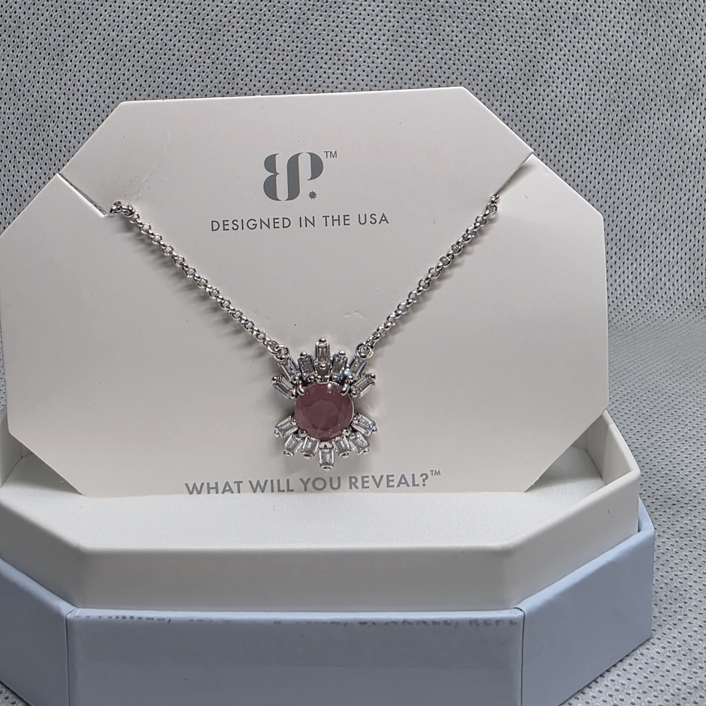 BP Silver and Pink Gem Necklace
